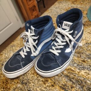 VANS Men's 8 Navy Blue High Top Sneakers 721356 SK8-Hi Suede Canvas Good Conditi