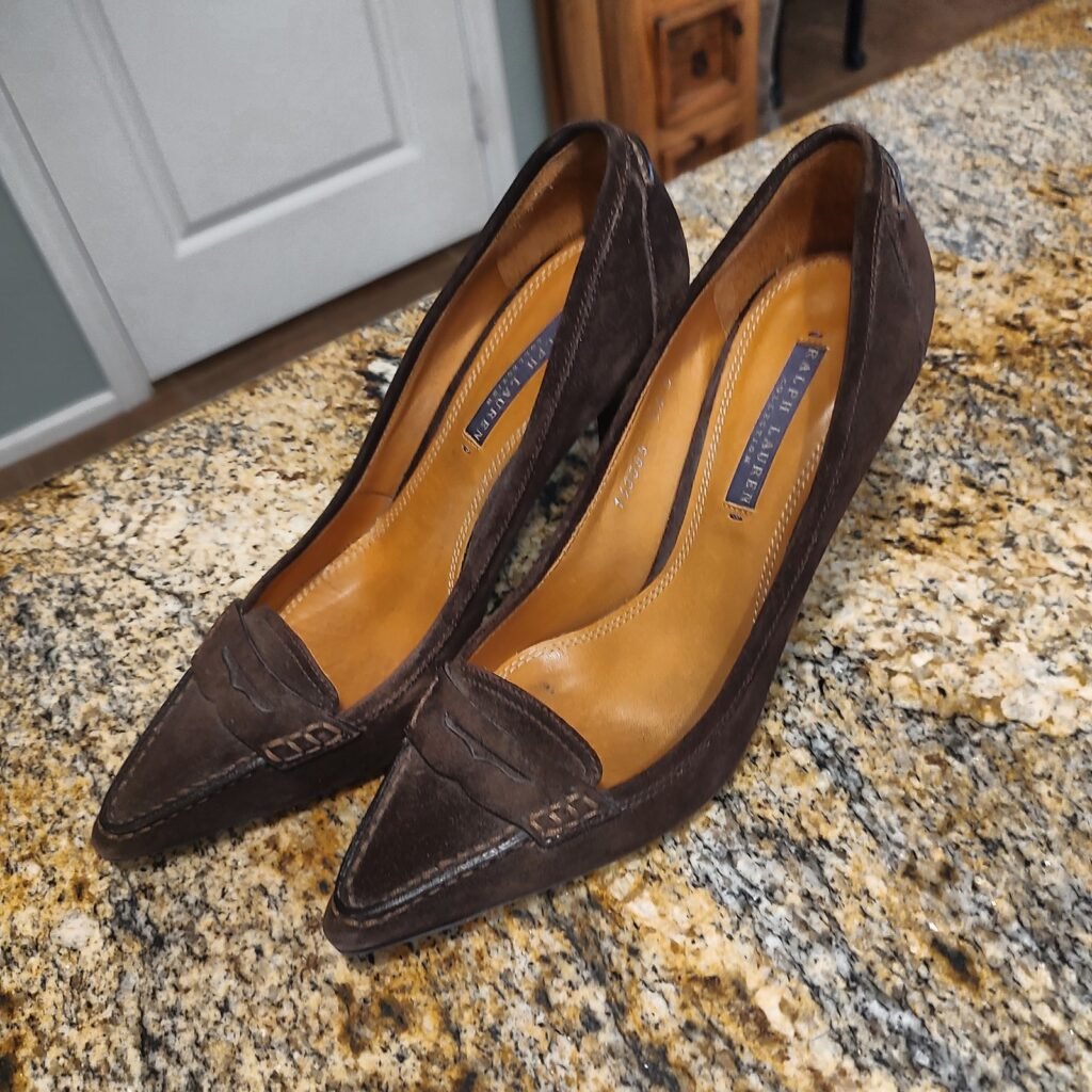 Ralph Lauren Purple Label Dark Brown Suede Pumps Women's 9.5 B Heels