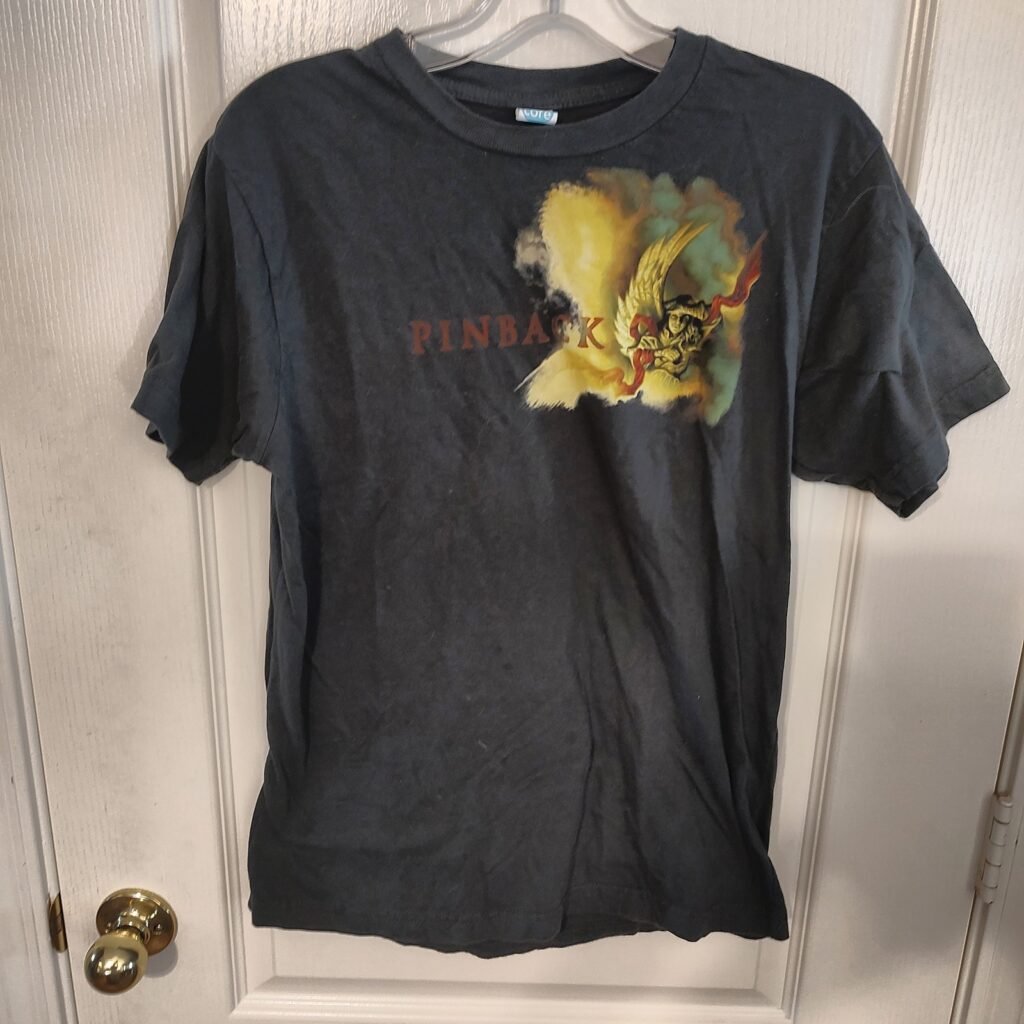 Pinback Indie Rock Band T-Shirt Medium Dark Gray Used Graphic Tee
