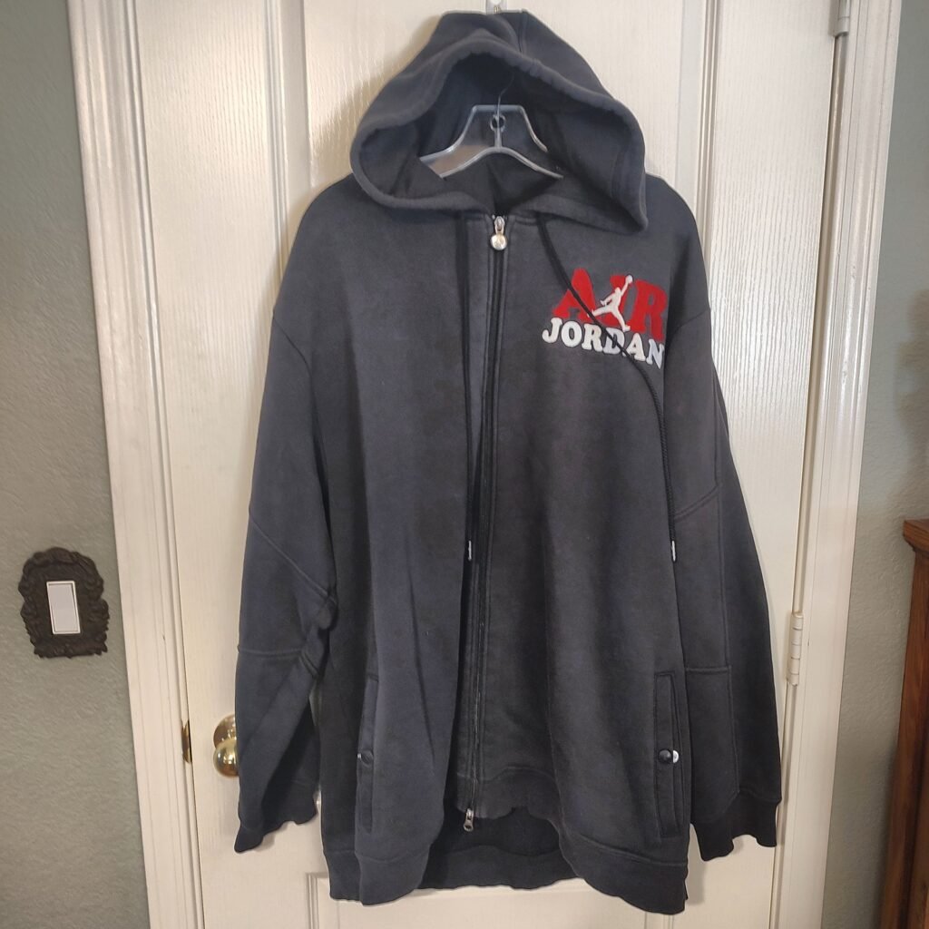 Jordan Men's XXL Dark Grey Full-Zip Fleece Hoodie, Pre-Owned w/ Wear