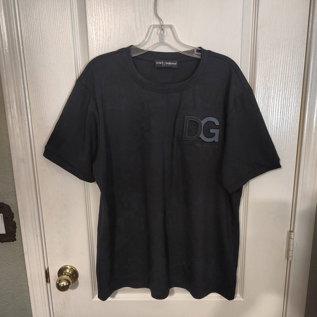 DOLCE & GABBANA D&G Men's Black Embossed Logo T-Shirt DG/000084 Excellent