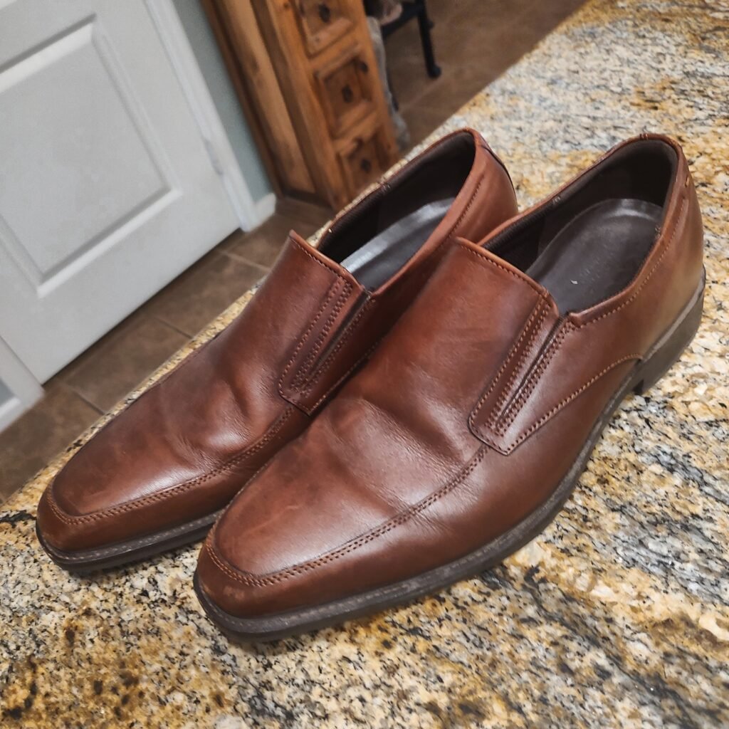 ECCO Men's Brown Leather Loafers Size 10 US Slip On Casual Dress Shoes