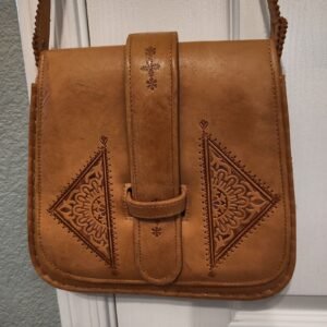 Women's Handmade Tan Leather Shoulder Bag Purse Handbag