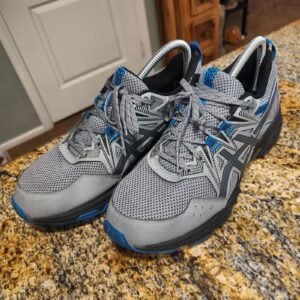 ASICS GEL-Venture 8 Men's Trail Running Shoes US 8 Grey Black Blue Gently Used