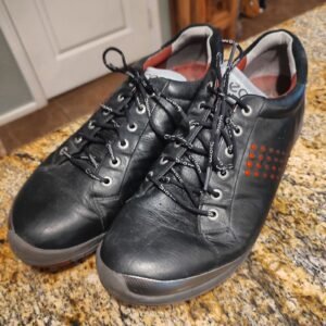 ECCO BIOM E-DTS Mens Golf Shoes Black Leather 46 EU 12-12.5 US Pre-Owned