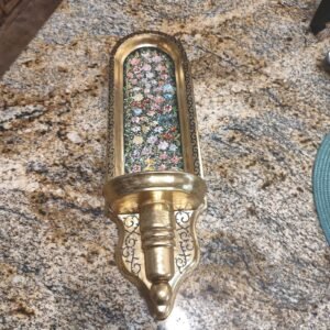 Vintage Gold Floral Wall Sconce Candle Holder Painted Wood Composite Used